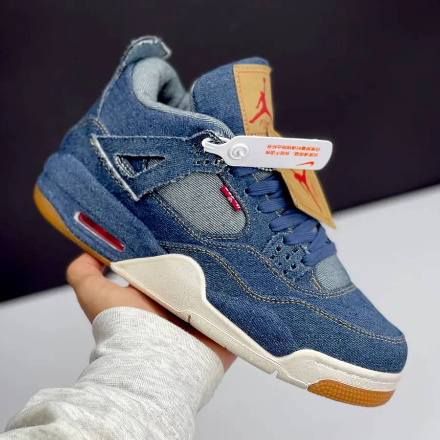 نایک ایر جردن فور لیوایز آبی NIKE AIR JIRDAN 4 RETRO LEVI'S BLUE