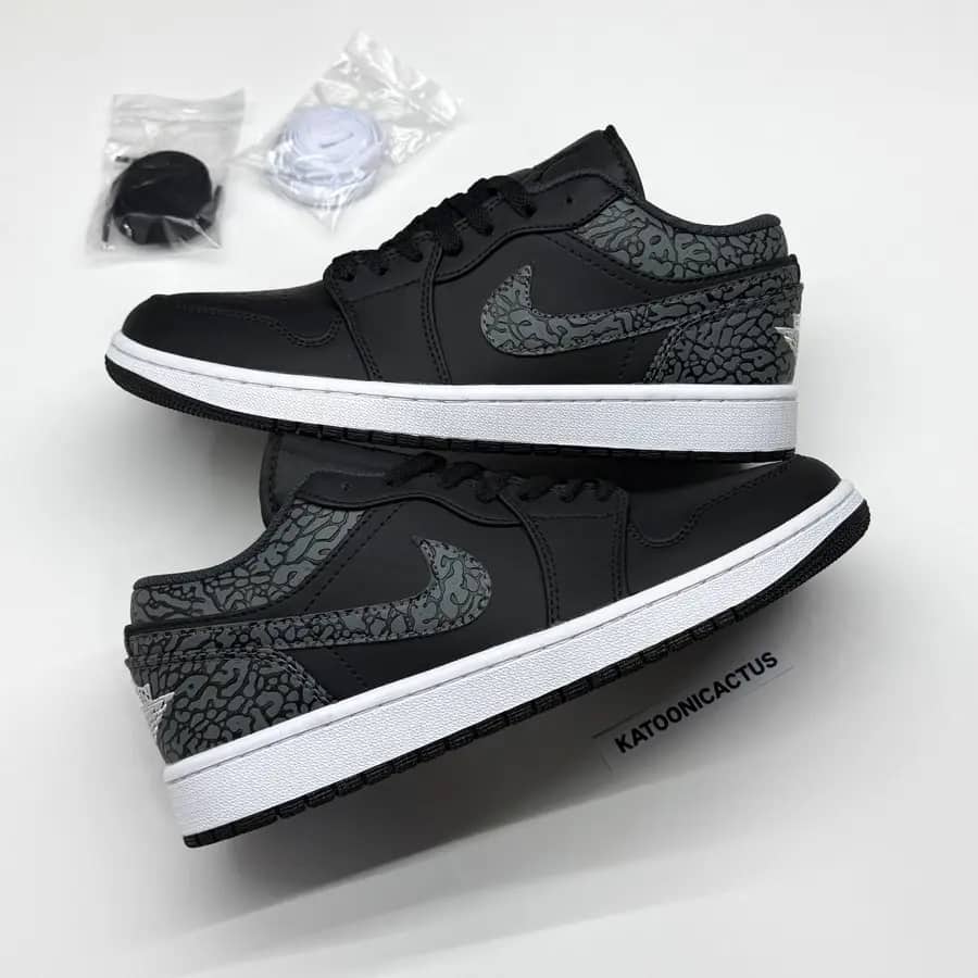 نایک ایر جردن وان لو بلک الفنت NIKE AIR JORDAN 1 LOW BLACK ELEPHANT