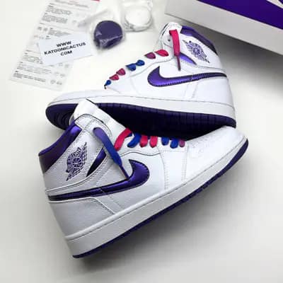 نایک ایر جردن وان ساقدار سفید بنفش NIKE AIR JORDAN 1 HIGH COURT PURPLE WHITE