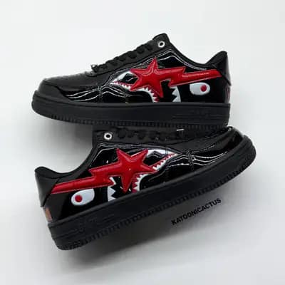 بیپ استا شارک مشکی قرمز BAPE STA SHARK
