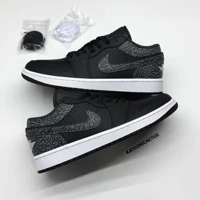نایک ایر جردن وان لو بلک الفنت NIKE AIR JORDAN 1 LOW BLACK ELEPHANT