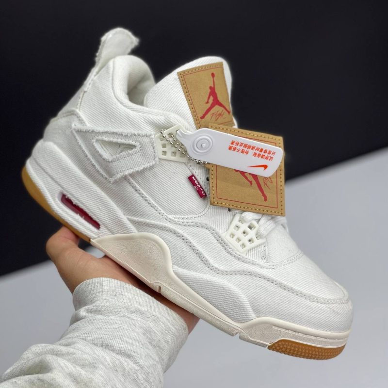 نایک ایر جردن فور لیوایز سفید NIKE AIR JIRDAN 4 RETRO LEVI'S WHITE