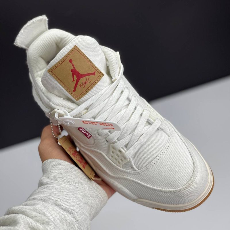 نایک ایر جردن فور لیوایز سفید NIKE AIR JIRDAN 4 RETRO LEVI'S WHITE