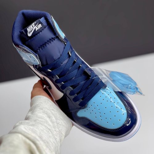 نایک ایر جردن وان ساقدار ورنی آبی مشکی NIKE AIR JORDAN 1 RETRO HIGH OG BLUE CHILL