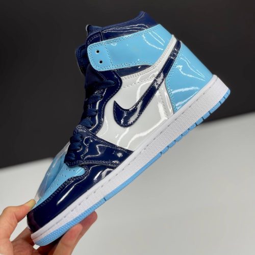 نایک ایر جردن وان ساقدار ورنی آبی مشکی NIKE AIR JORDAN 1 RETRO HIGH OG BLUE CHILL