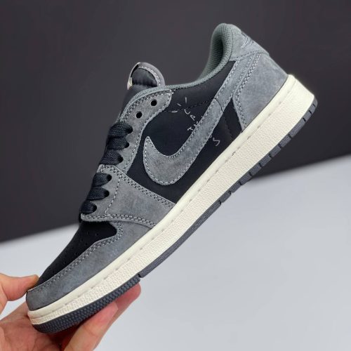 نایک ایر جردن وان لو تراویس اسکات مشکی طوسی سوئد NIKE AIR JORDAN 1 LOW TRAVIS SCOTT SUED