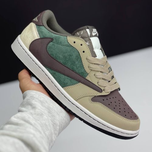 نایک ایر جردن وان لو تراویس سبز قهوه ای NIKE AIR JORDAN 1 LOW TRAVIS SCOTT