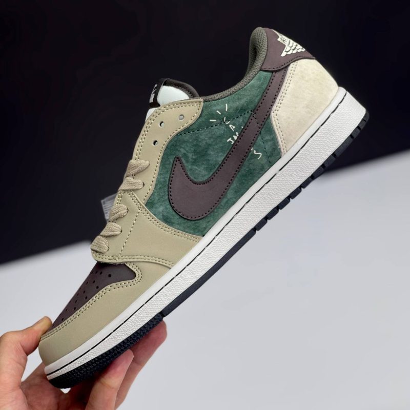 نایک ایر جردن وان لو تراویس اسکات سبز قهوه ای NIKE AIR JORDAN 1 LOW TRAVIS SCOTT