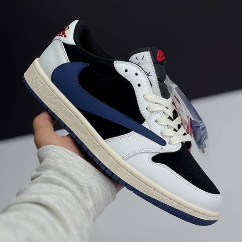 نایک ایر جردن وان لو تراویس اسکات کرم سورمه ای NIKE AIR JORDAN 1 LOW TRAVIS SCOTT