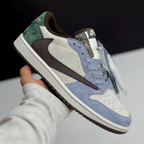 نایک ایر جردن وان لو تراویس اسکات آبی سبز سوئد NIKE AIR JORDAN 1 LOW TRAVIS SCOTT