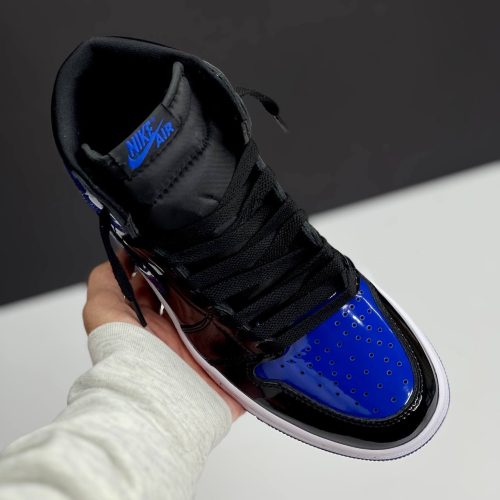 نایک ایر جردن وان ساقدار ورنی آبی مشکی NIKE AIR JORDAN 1 RETRO HIGH OG PATENT ROYAL