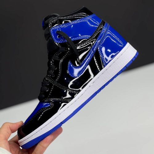 نایک ایر جردن وان ساقدار ورنی آبی مشکی NIKE AIR JORDAN 1 RETRO HIGH OG PATENT ROYAL