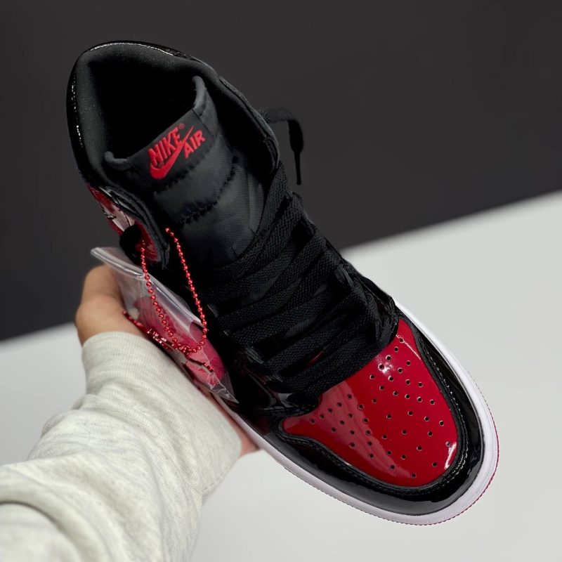 نایک ایر جردن ساقدار ورنی مشکی قرمز NIKE AIR JORDAN 1 RETRO HIGH OG PATENT BRED