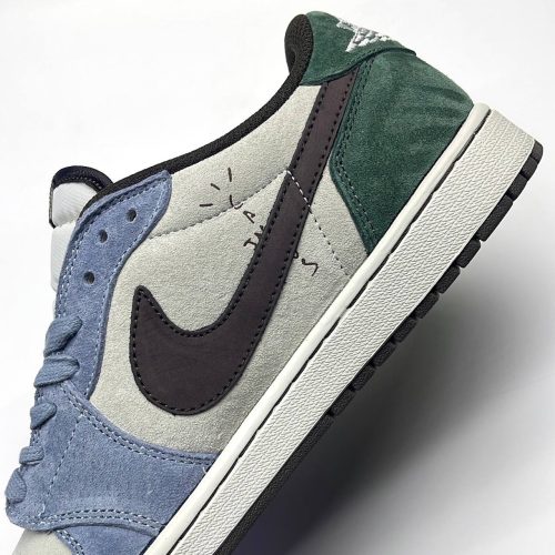 نایک ایر جردن وان لو تراویس اسکات آبی سبز سوئد NIKE AIR JORDAN 1 LOW TRAVIS SCOTT