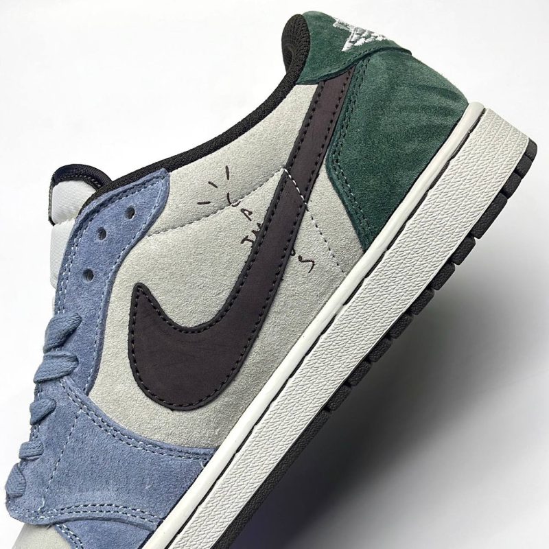 نایک ایر جردن وان لو تراویس اسکات آبی سبز سوئد NIKE AIR JORDAN 1 LOW TRAVIS SCOTT