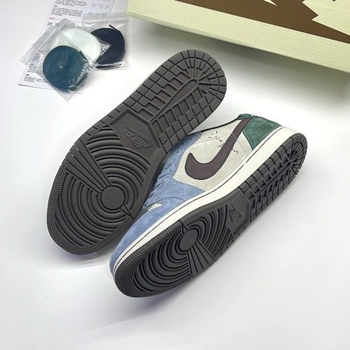 نایک ایر جردن وان لو تراویس اسکات آبی سبز سوئد NIKE AIR JORDAN 1 LOW TRAVIS SCOTT