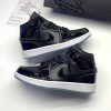 نایک ایر جردن وان ساقدار ورنی اسپیس جم مشکی سفید NIKE AIR JORDAN 1 MID SPACE JAM BLACK