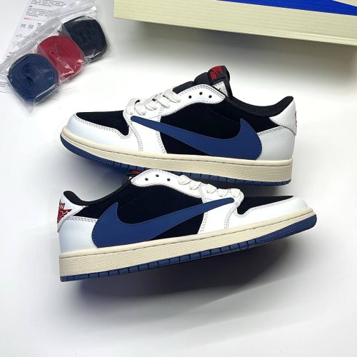 نایک ایر جردن وان لو تراویس اسکات کرم سورمه ای NIKE AIR JORDAN 1 LOW TRAVIS SCOTT
