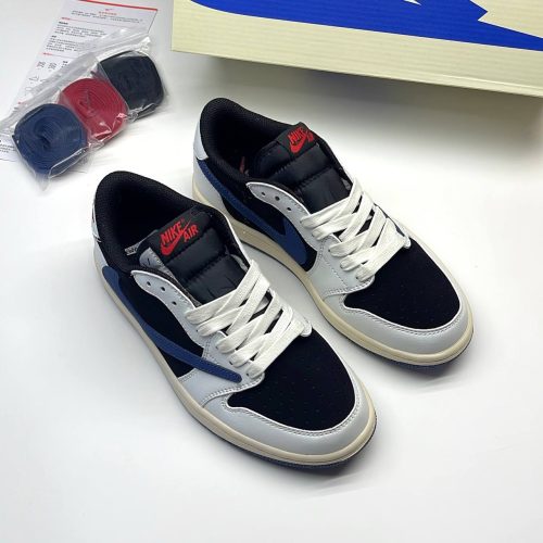 نایک ایر جردن وان لو تراویس اسکات کرم سورمه ای NIKE AIR JORDAN 1 LOW TRAVIS SCOTT