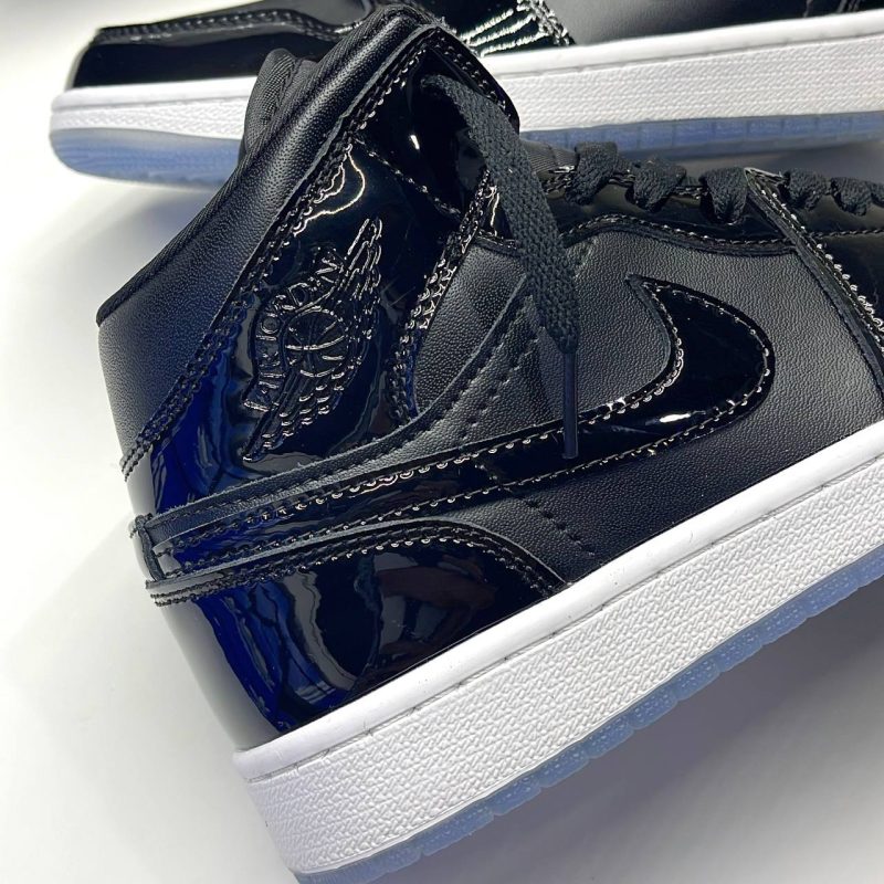 نایک ایر جردن وان ساقدار ورنی اسپیس جم مشکی سفید NIKE AIR JORDAN 1 MID SPACE JAM BLACK