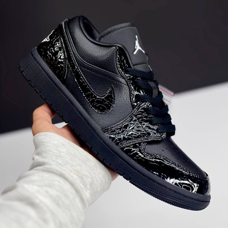 نایک ایر جردن وان لو بلک کروک NIKE AIR JORDAN 1 LOW BLACK CROC