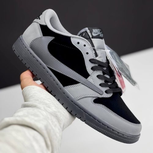 نایک ایر جردن وان لو تراویس اسکات مشکی طوسی NIKE AIR JORDAN 1 LOW TRAVIS SCOTT