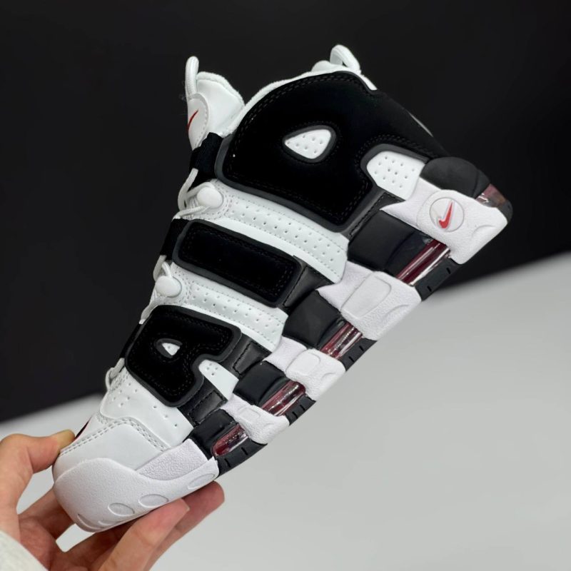 نایک ایر مور آپتمپو سفید مشکی قرمز NIKE AIR MORE UPTEMPO