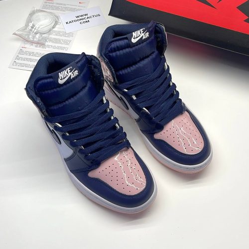 نایک ایر جردن وان ساقدار اتمسفر سورمه ای صورتی NIKE AIR JORDAN 1 HIGH ATMOSPHERE