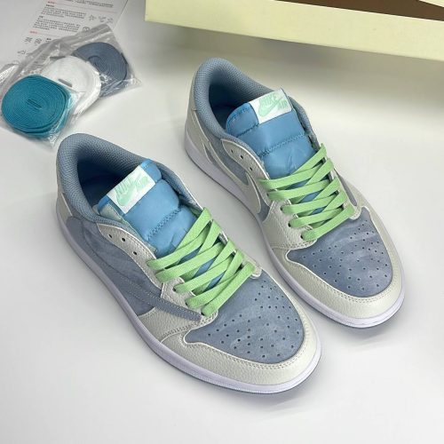 نایک ایر جردن وان لو تراویس اسکات آبی سفید سوئد NIKE AIR JORDAN 1 LOW TRAVIS SCOTT