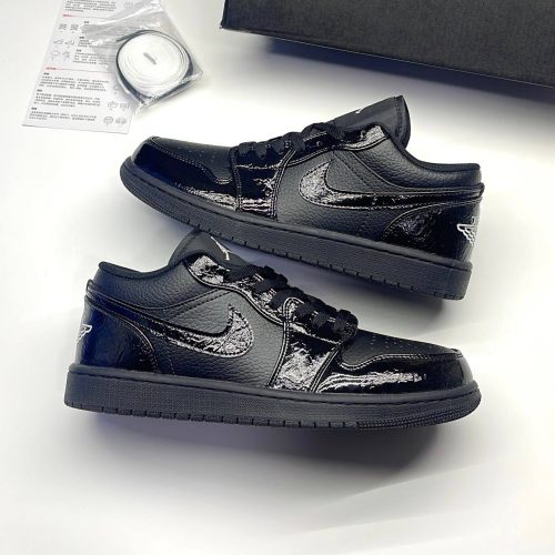 نایک ایر جردن وان لو پتنت الفنت بلک NIKE AIR JORDAN 1 LOW PATENT ELEPHANT BLACK