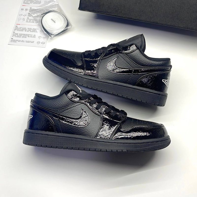 نایک ایر جردن وان لو پتنت الفنت بلک NIKE AIR JORDAN 1 LOW PATENT ELEPHANT BLACK