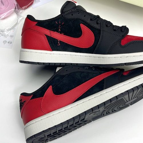 نایک ایر جردن وان لو تراویس اسکات برد مشکی قرمز NIKE AIR JORDAN 1 LOW TRAVIS SCOTT BRED
