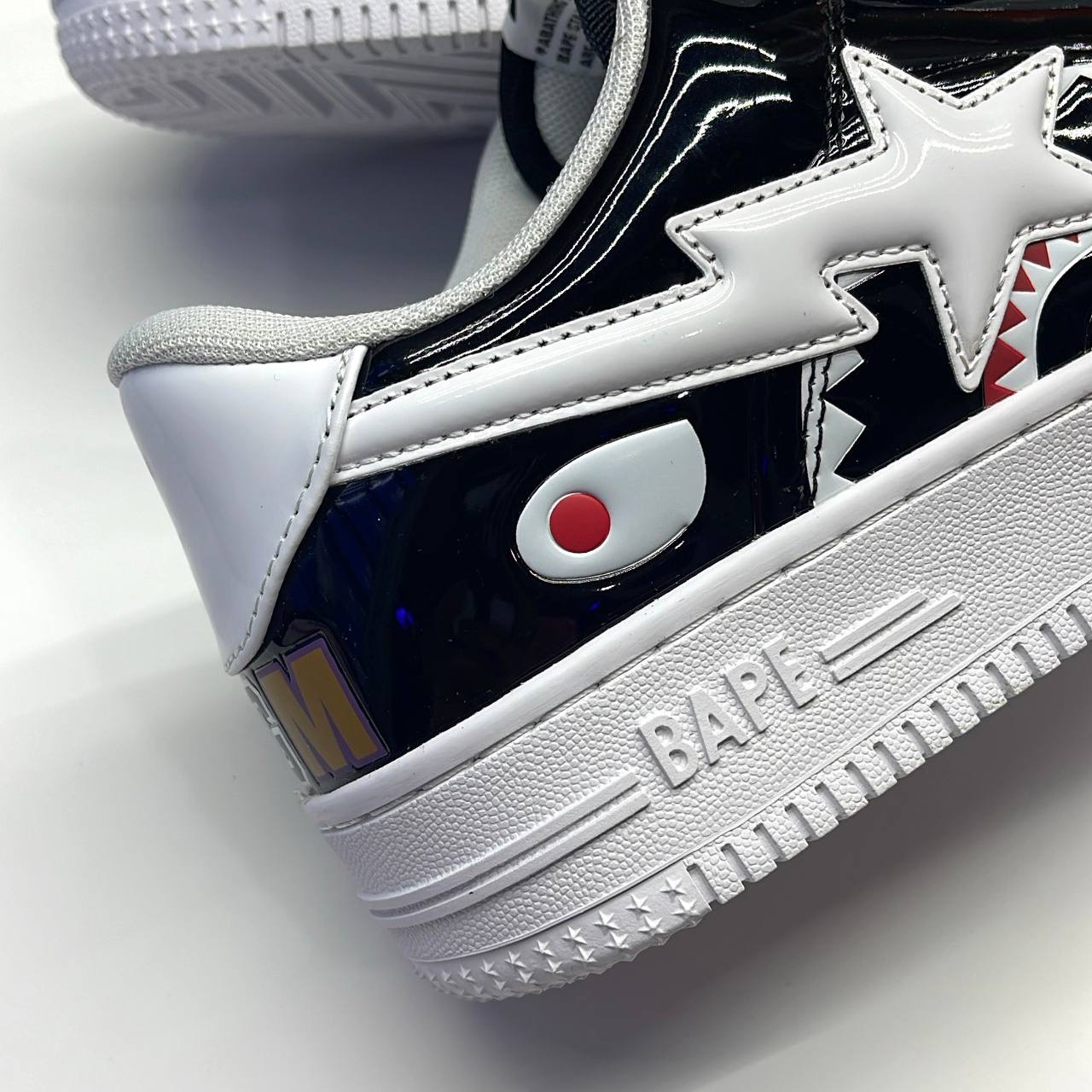 بیپ استا شارک مشکی سفید BAPE STA SHARK