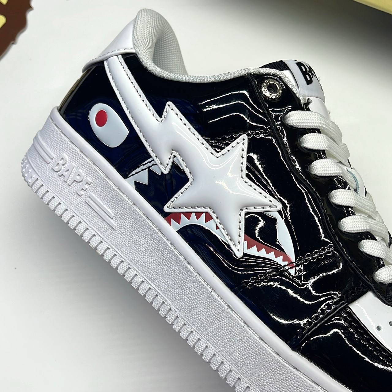 بیپ استا شارک مشکی سفید BAPE STA SHARK