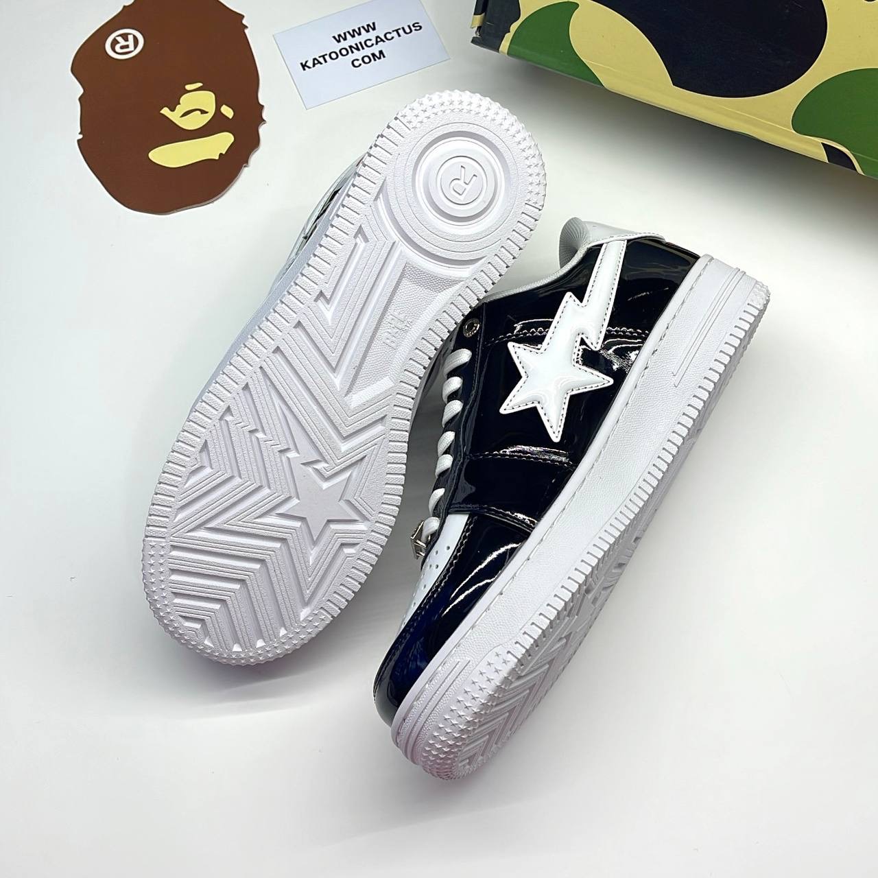 بیپ استا شارک مشکی سفید BAPE STA SHARK