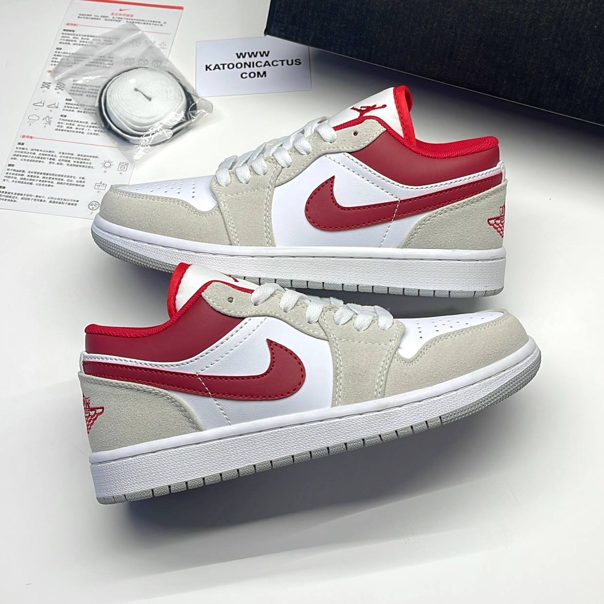 نایک ایر جردن وان لو طوسی قرمز NIKE AIR JORDAN 1 LOW LIGHT IRON ORE/GYM RED