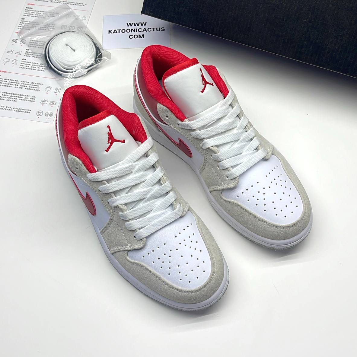 نایک ایر جردن وان لو طوسی قرمز NIKE AIR JORDAN 1 LOW LIGHT IRON ORE/GYM RED
